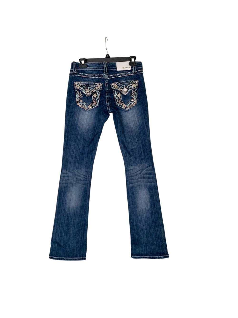 🌵Grace In La Rhinestone Denim Dark Wash Bootcut Jeans Size 28🌵